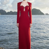 Crimson Embellished Long Gown