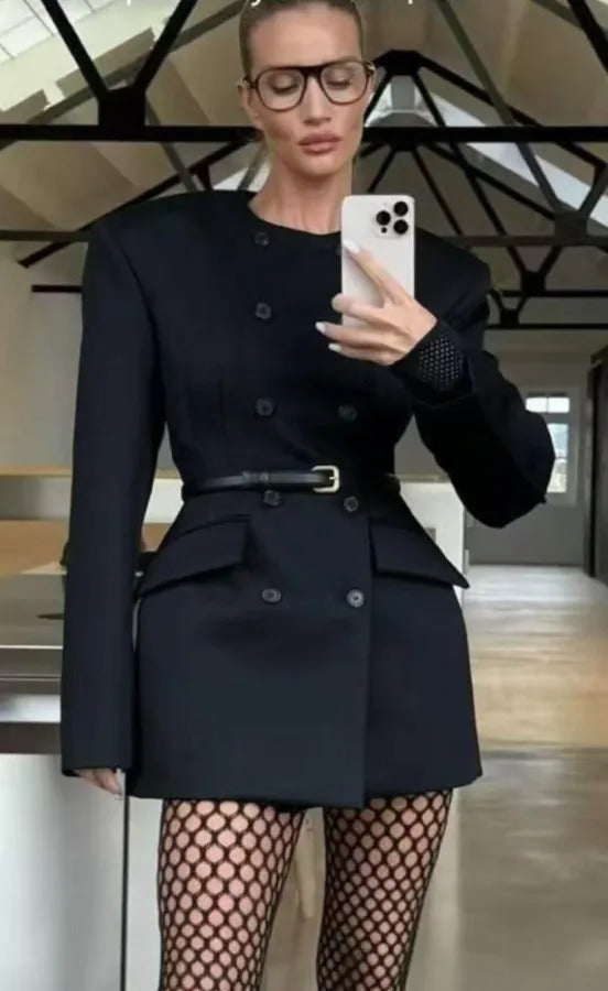 Structured Black Blazer Dress