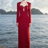 Crimson Embellished Long Gown