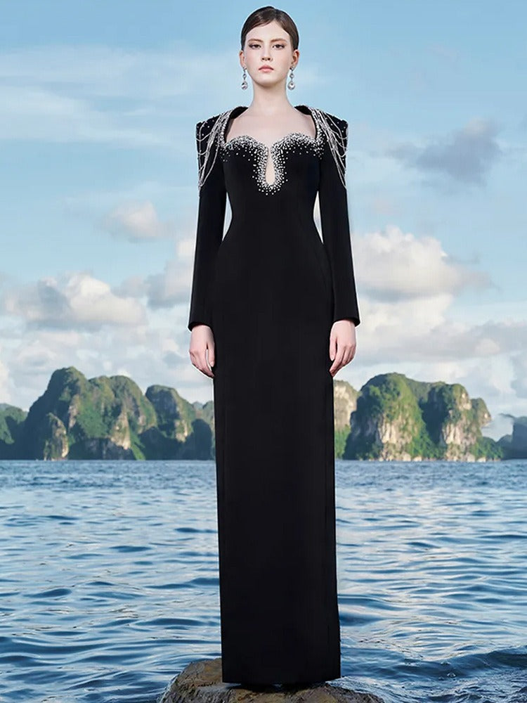 Crimson Embellished Long Gown