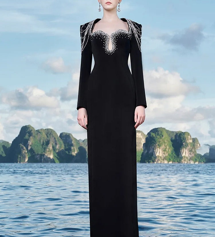 Crimson Embellished Long Gown