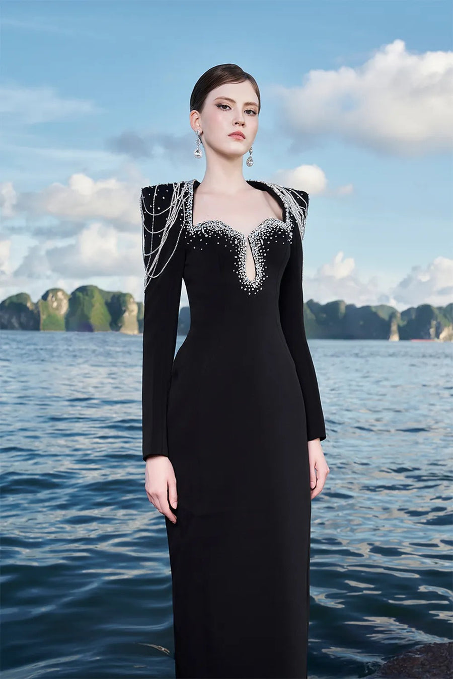 Crimson Embellished Long Gown
