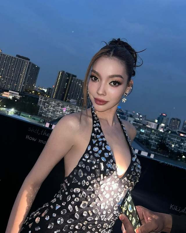 Black Crystal Embellished Halter Gown