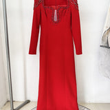 Crimson Embellished Long Gown