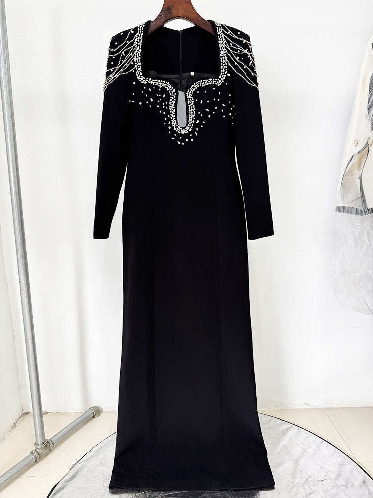 Crimson Embellished Long Gown