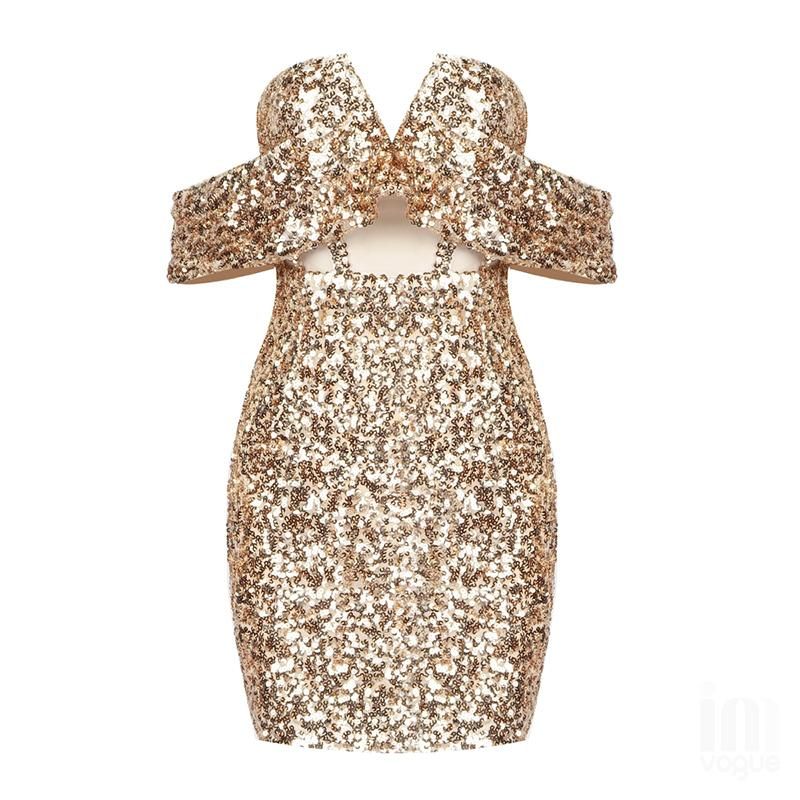 Rose Sequins Dress Etiquette Mode